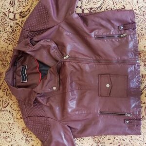 Tommy Hilfiger purple vegan leather moto jacket